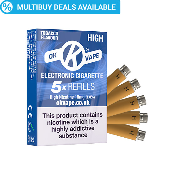 OK Cigalike E-Cig Refills - Tobacco Flavour - 18mg High - Pack Image