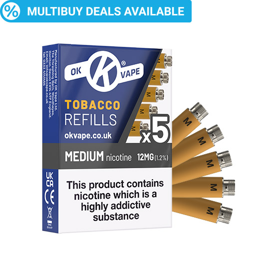 OK Cigalike E-Cig Refills - Tobacco Flavour - 12mg Medium - Pack Image