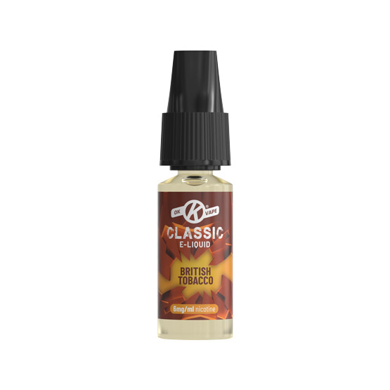 British Tobacco E Liquid bottle from the Classic e-liquid range by OK Vape