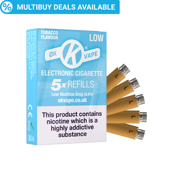 OK Cigalike E-Cig Refills - Tobacco Flavour - 6mg Low - Pack Image