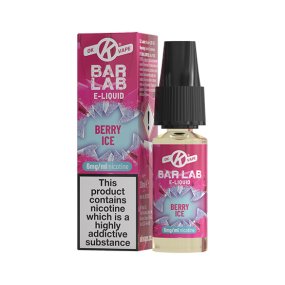 Berry Ice flavour E Liquid bottle and box from the BAR LAB e-liquid and vape juice range by OK Vape