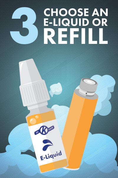 Beginners Guide to Vaping Step 2: Choose an e-liquid or refill Graphic