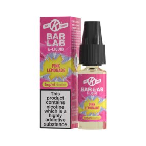 Pink lemonade 6mg E Liquid bottle and box from the bar Lab e-liquid range by OK Vape