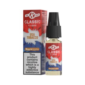 USA Tobacco Flavour E Liquid bottle and box from the Classic e-liquid & vape juice range by OK Vape