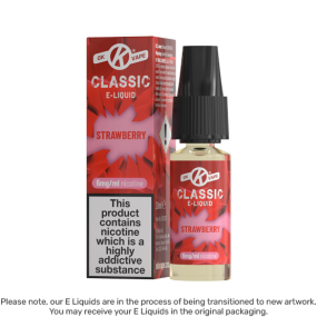 Strawberry 6mg E Liquid bottle and box from the Classic e-liquid range by OK Vape | Disclaimer