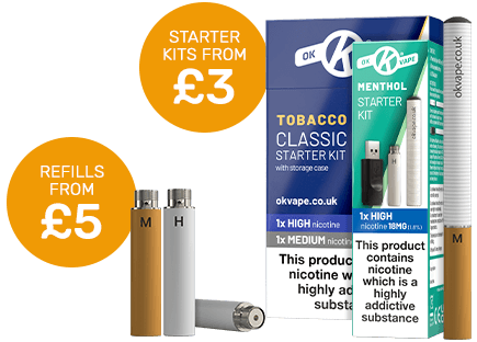 Cigalike Kits from £3.00, Refills from £4.90