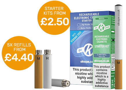 Cigalike kits from £2.50, Refills from £4.40