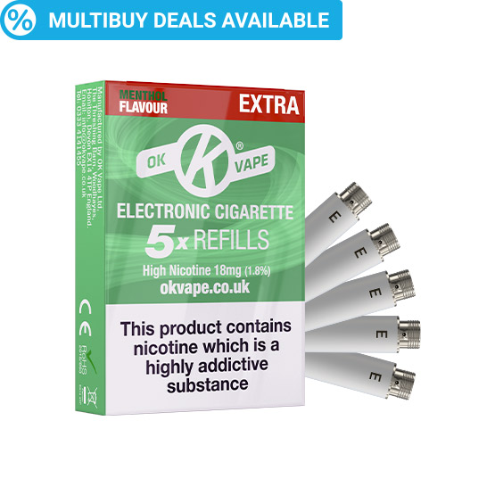 OK Cigalike Refills in Menthol flavour - extra high strength (20mg)