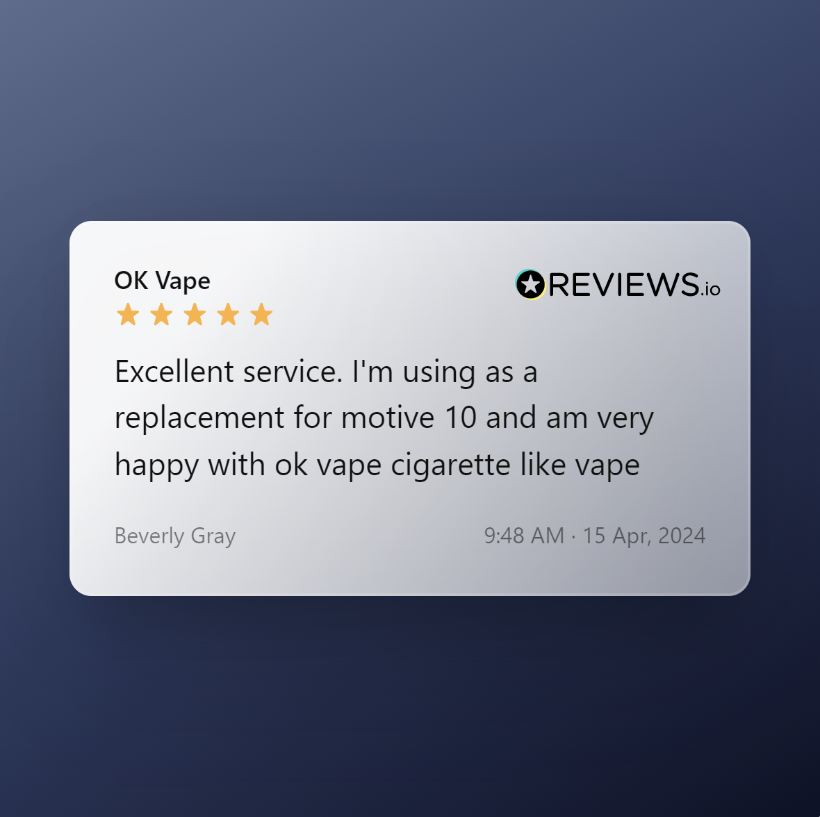 I'm using as a replacement for 10 Motives and am very happy - OK Vape Review