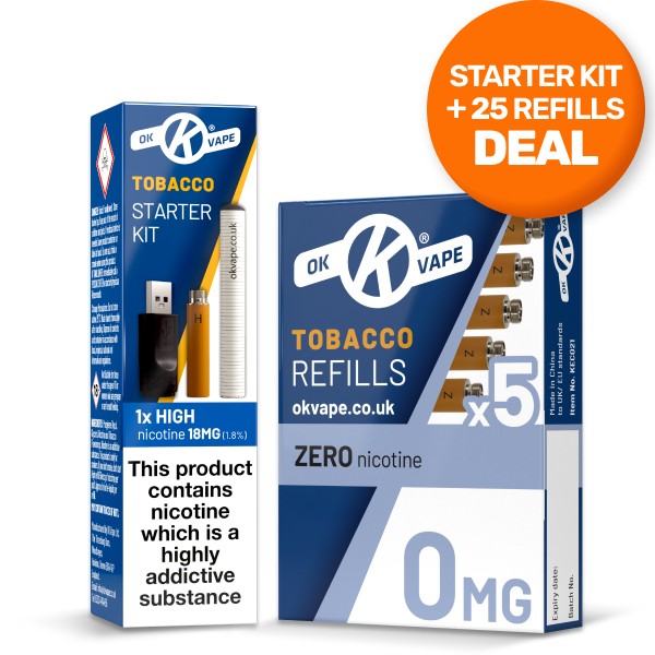 OK Cigalike Starter Kit Bundle Tobacco